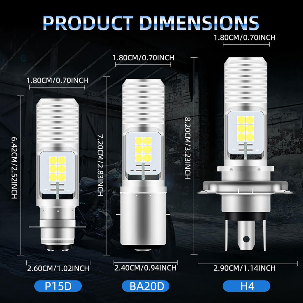 H4 BA20D P15D LED Bulbs Motorcycle Headlight Canbus Hi/Lo Beam Lamp 12SMD Super Bright Day Running Light for Motorbike Scooter