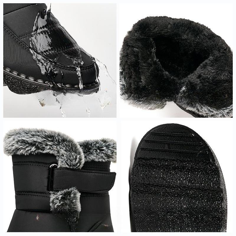 Cotton Shoes Women Big Size Ladies Snow Boots Padded Thickened High Top Casual Women's Boots Outdoor Hiking Cold Winter Shoes Fleece Anti-Slip Boots