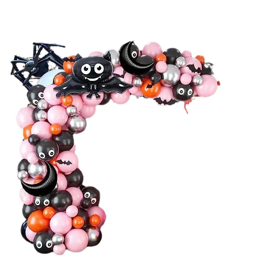 Halloween Latex Balloon Arch Set, Ghost Day Flag Banner Scene Arrangement Aluminum Foil Balloon
