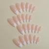 European & American Almond-Shaped White French False Nails - Simple Press-On Nail Art