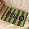 Green Brown Striped HELLO Welcome Doormat Non Slip Washable Entrance Floor Carpet Indoor Outdoor Home Decor RV Mat 1PC