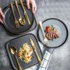 Black Frosted Steak Plate Western Style Home Western Food Plate Western Restaurant Steak Plate Square Plate Fruit Plate