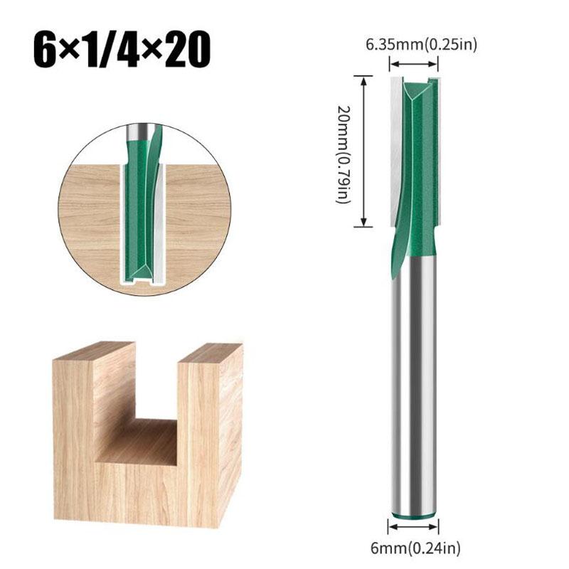 Straight Woodworking Router Bit Set Carpenter Milling Cutter 1/4″ 5/16″ 3/8″ 1/2″Cutting Diameter 6mm 6.35mm Shank