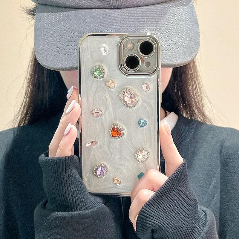 Three Dimensional Sparkling Gemstone Suitable For iPhone 13 Case 15 12 14 11 Pro Max All Inclusive Anti Fall Protective Cover