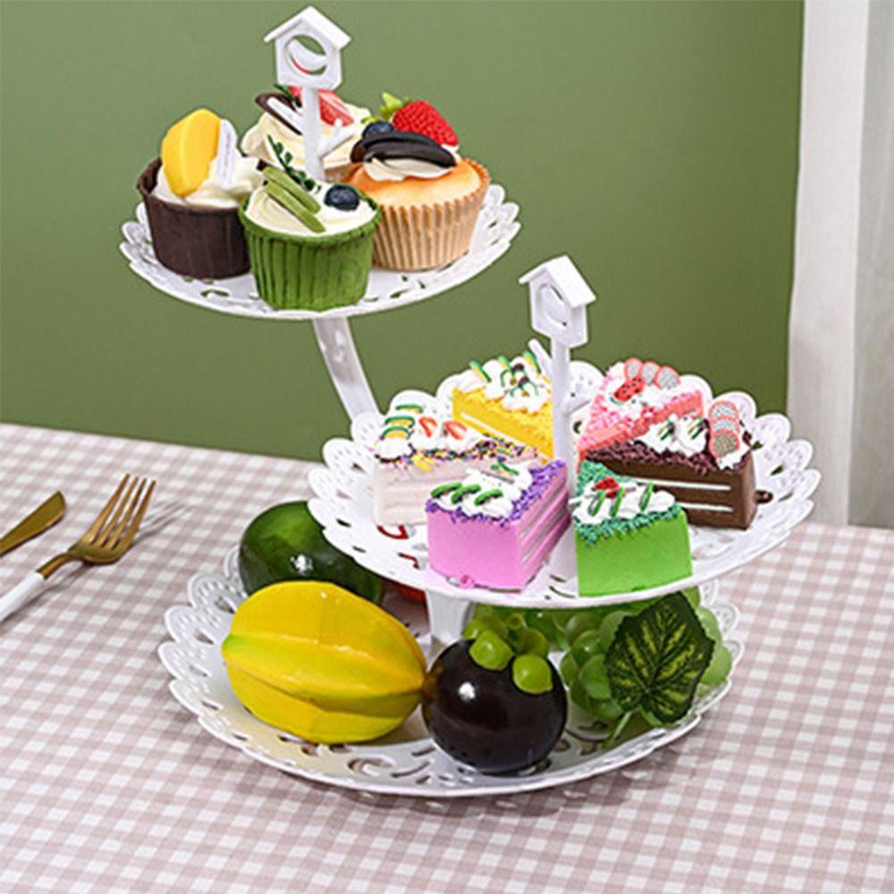 Plastic Cake Stand 2/3-Layers Food Fruit Plate Creative Dessert Rack Wedding Birthday Party