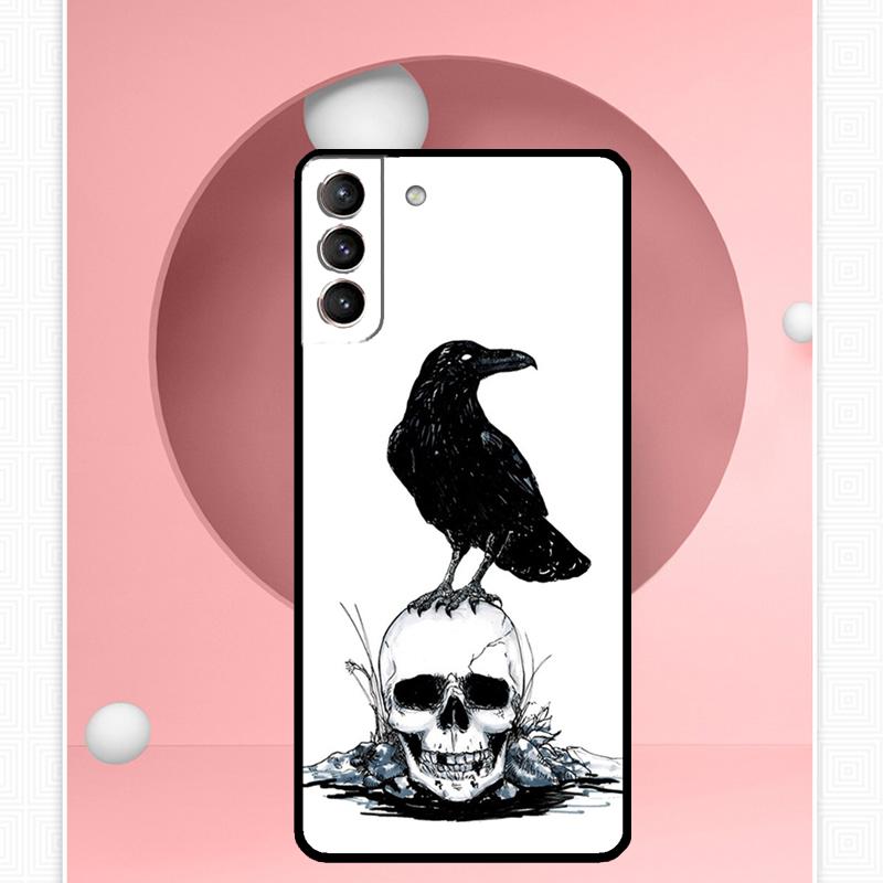 Crow Raven Dark Skull Case For Samsung Galaxy S24 Ultra S22 Plus S20 S21 FE S8 S9 S10 Note 10 20 S23 Ultra Cover
