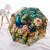 Peacock Theme Design Folding Umbrella-Fashionable Auto-Open Design 8 Iron Ribs Plastic Handle Foldable Sunshade,Perfect Gifts