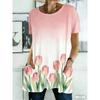 Summer Printed Short-sleeved T-shirt with Pockets