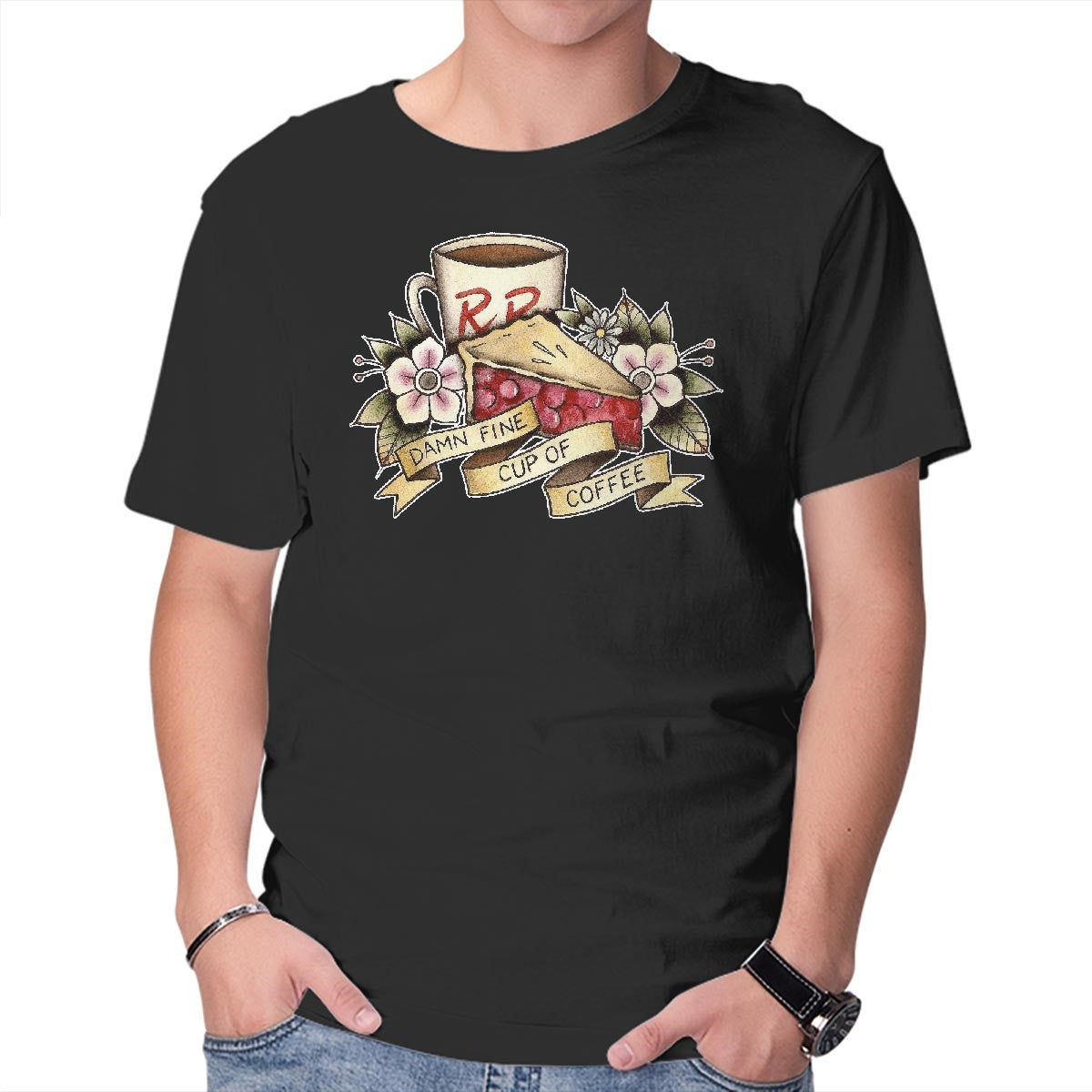 Unisex Crew Neck T-Shirt Damn Fine Tattoo Graphic Short Sleeve Casual Tee L