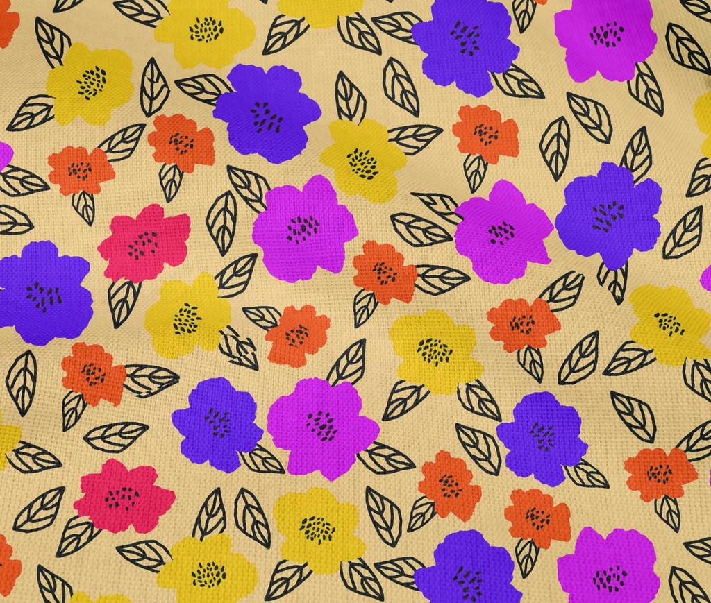 oneOone Cotton Flex Ronchi Fabric Leaves & Flower Quilting Supplies Print Sewing Fabric By The Yard 40 Inch
