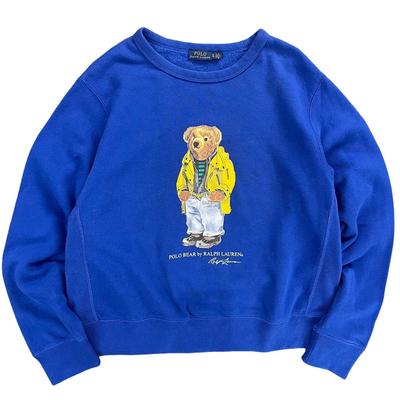 Polo Bear Pattern Crewneck Fleece Long Sleeve Sweatshirt Women Sweatshirt Blue WMPOKNIN6820093-400