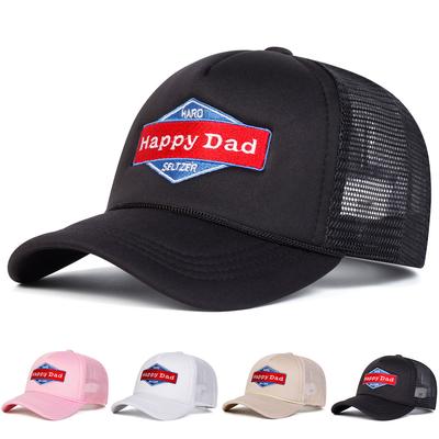Herren Happy Dad Buchstaben Bestickte Baseballkappe Mesh-Hut Outdoor Verstellbar Sonnenschutz Freizeit Hut Frühling Herbst Reise Tourismus Strandurlaub