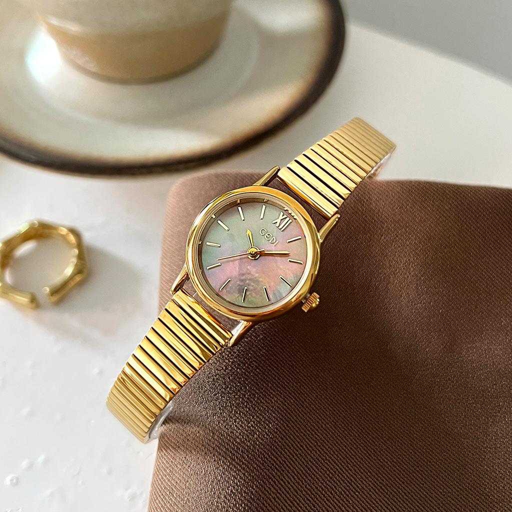 French Symphony Fritillary Watch Female Niche Design White Small Disc Aurora Girl Heart Watch Quartz