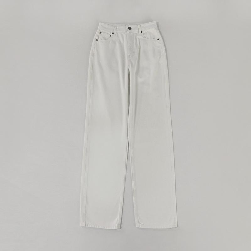 Retro High-Waisted Slimming Straight-Leg Jeans M белый