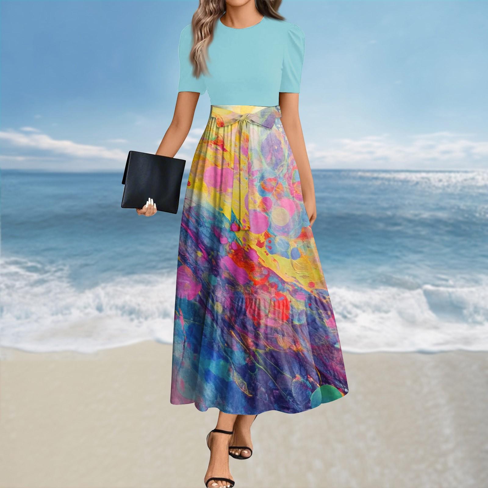 

Женское летнее платье свободного покроя для пляжного отдыха, повседневное платье-жилет с глубоким V-образным вырезом, элегантное платье-рубашка XXL