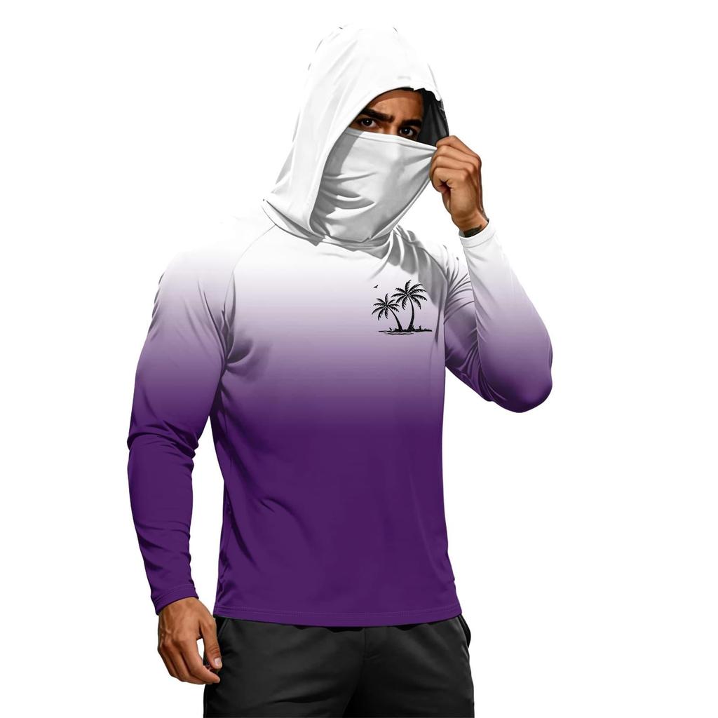 Camiseta de Manga Larga de Verano para Hombre de Secado Rápido con Capucha Protección Solar UPF50 Plus Ligera Transpirable para Fitness Deportes al Aire Libre
