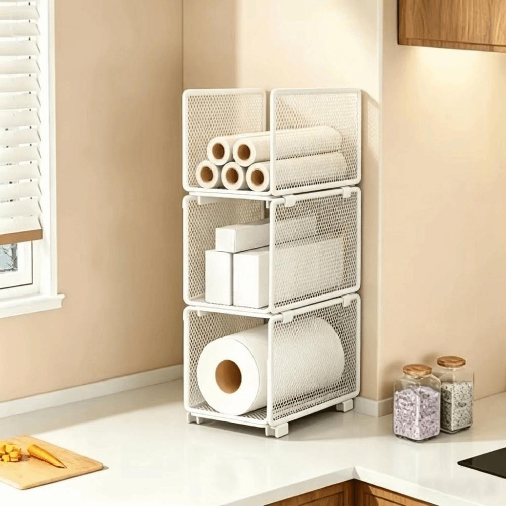 Multi-Layer Kitchen Storage Rack Iron Paper Roll Holder Durable Vertical Storage Rack  for Kitchen