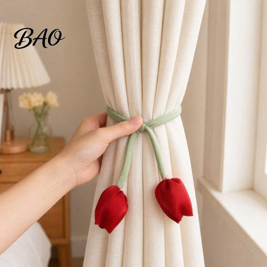 Multi-use Decorative Ties 2Pcs Tulip Bud Curtain Ties, Tiebacks, Flower Buds Soft Rope Tiebacks for Bedroom Curtains Patio Drapes with Flowers