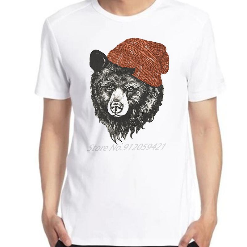 Unisexs Bear With Beanie Cotton Graphic Tshirt Short Sleeve Summer Print Top New Shirts And Tees
