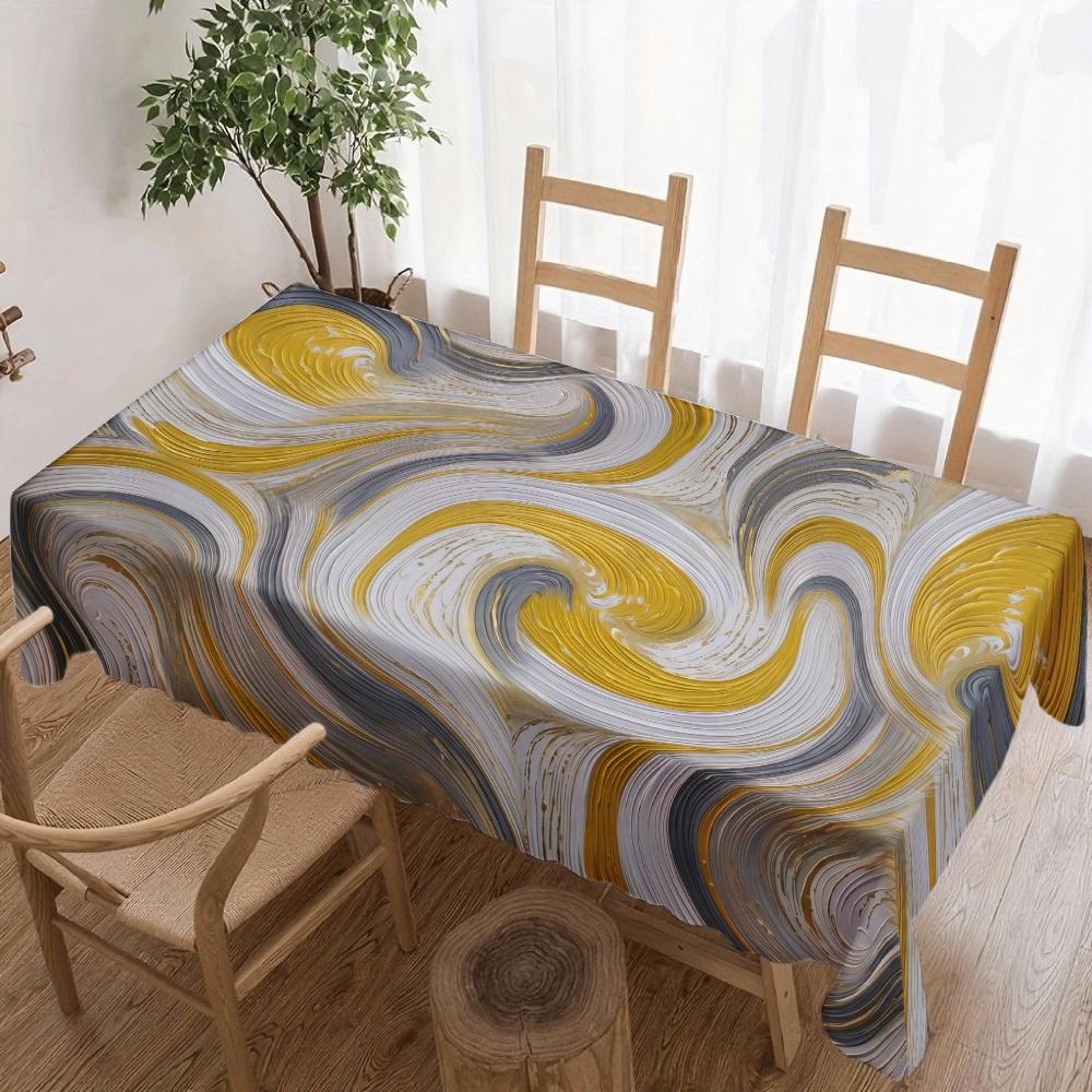 Abstract Wave Rectangle Table Cloth for Table Decor Kitchen Dining Waterproof Reusable Tablecloth for Tables Holiday Party