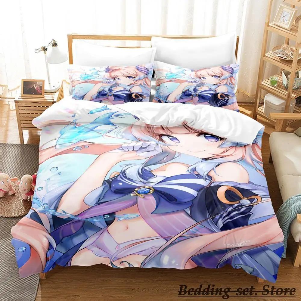 Genshin Impact Kokomi 3D Bedding Set Anime Cartoon Duvet Cover Kawaii Girls Adult Kid Bedroom Decor