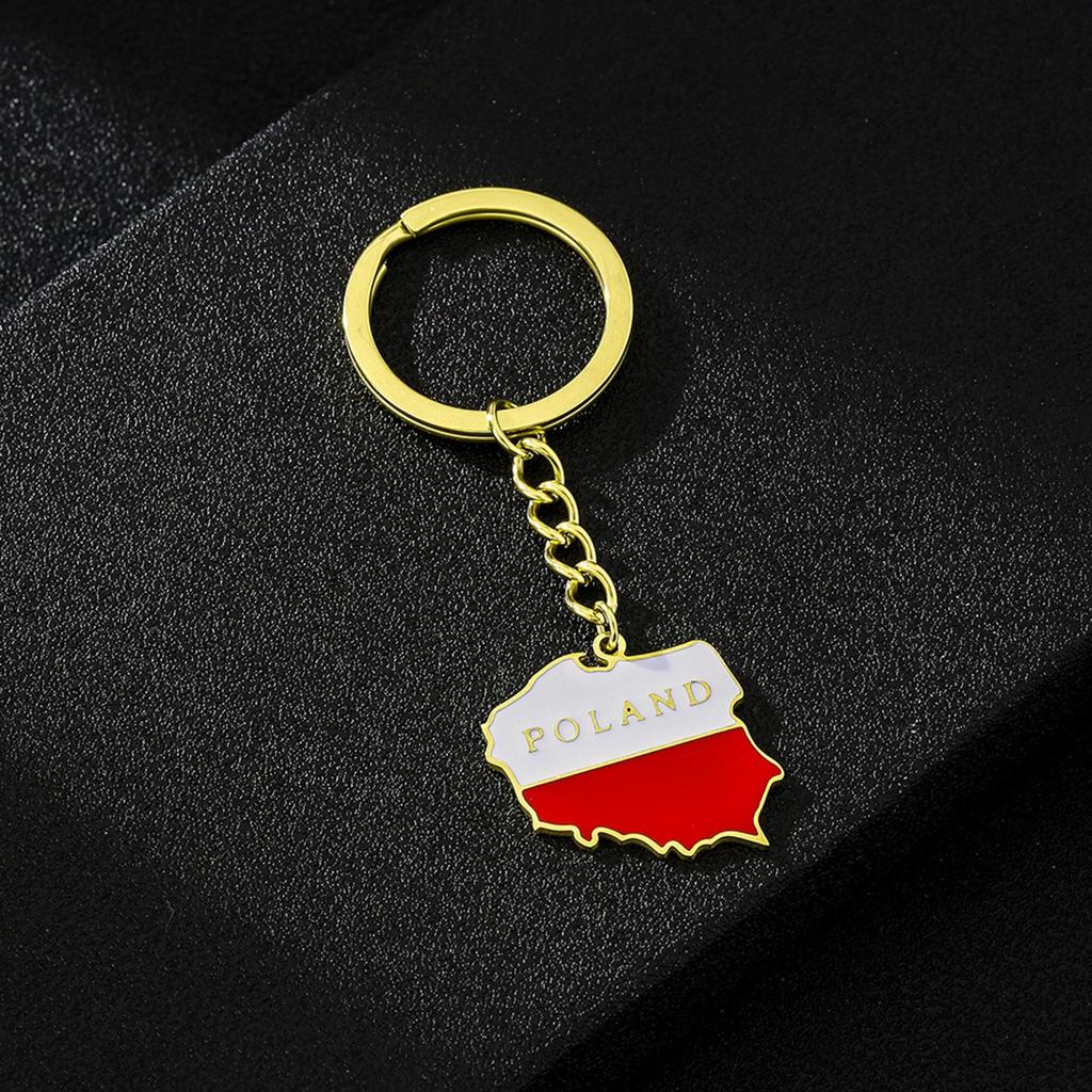 Stylish Keychain Featuring Poland Map Sturdy Titanium Steel Material Poland Flag Keyrings Key Holder Great for Gifting