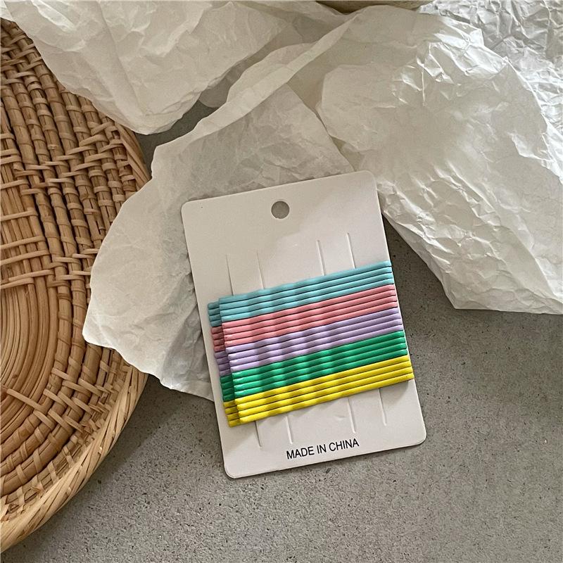 Cream Color Rainbow Wave One-word Clip Set Cute Girl with Broken Hair Bangs Clip Korean Version of The Hair Clip Side Clip