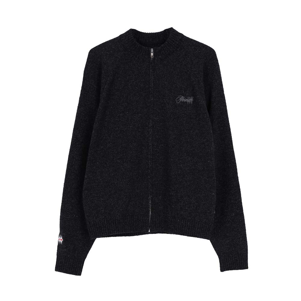 AFTERMATH Tweed Knit Full Zip Black
