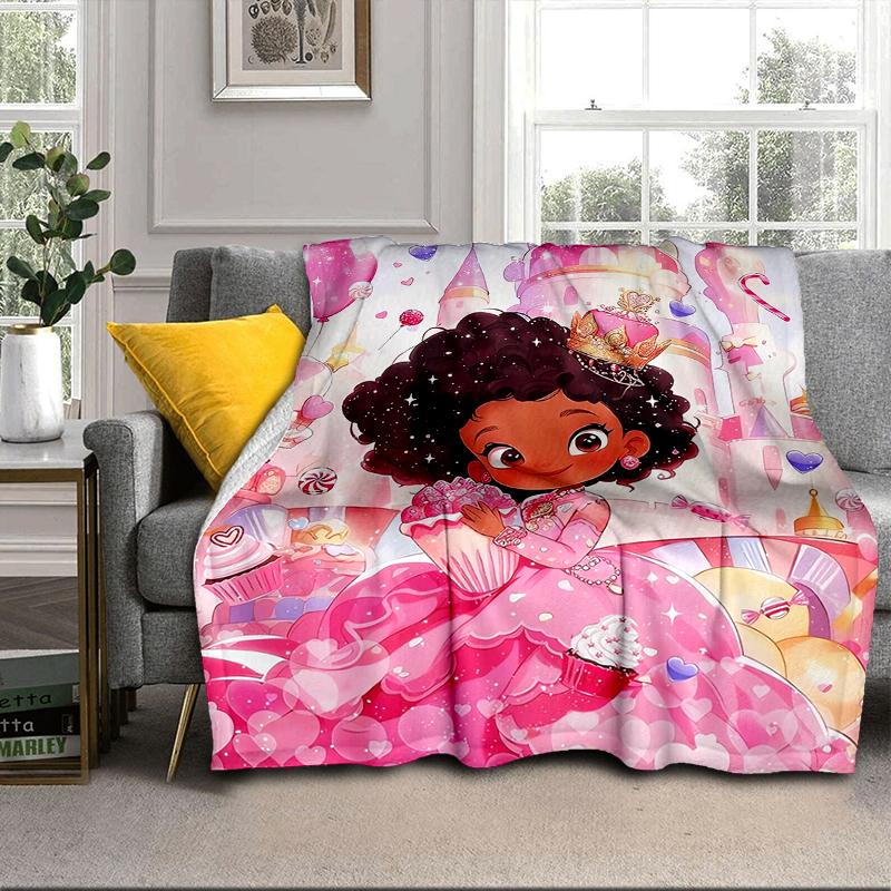Black Princess Magic Celebration Blanket Flannel Blanket for Bed, Sofa, Camping, Hiking, Picnic Essentials, Gift for Family Fan Gifts