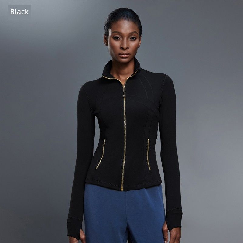 

Original Yoga Clothes Coat Silm Waist-Tight Sweatshirt Women s Spring & Fall Running Cycling Fitness Jacket Quick-Drying Sports Jacket Black S/4