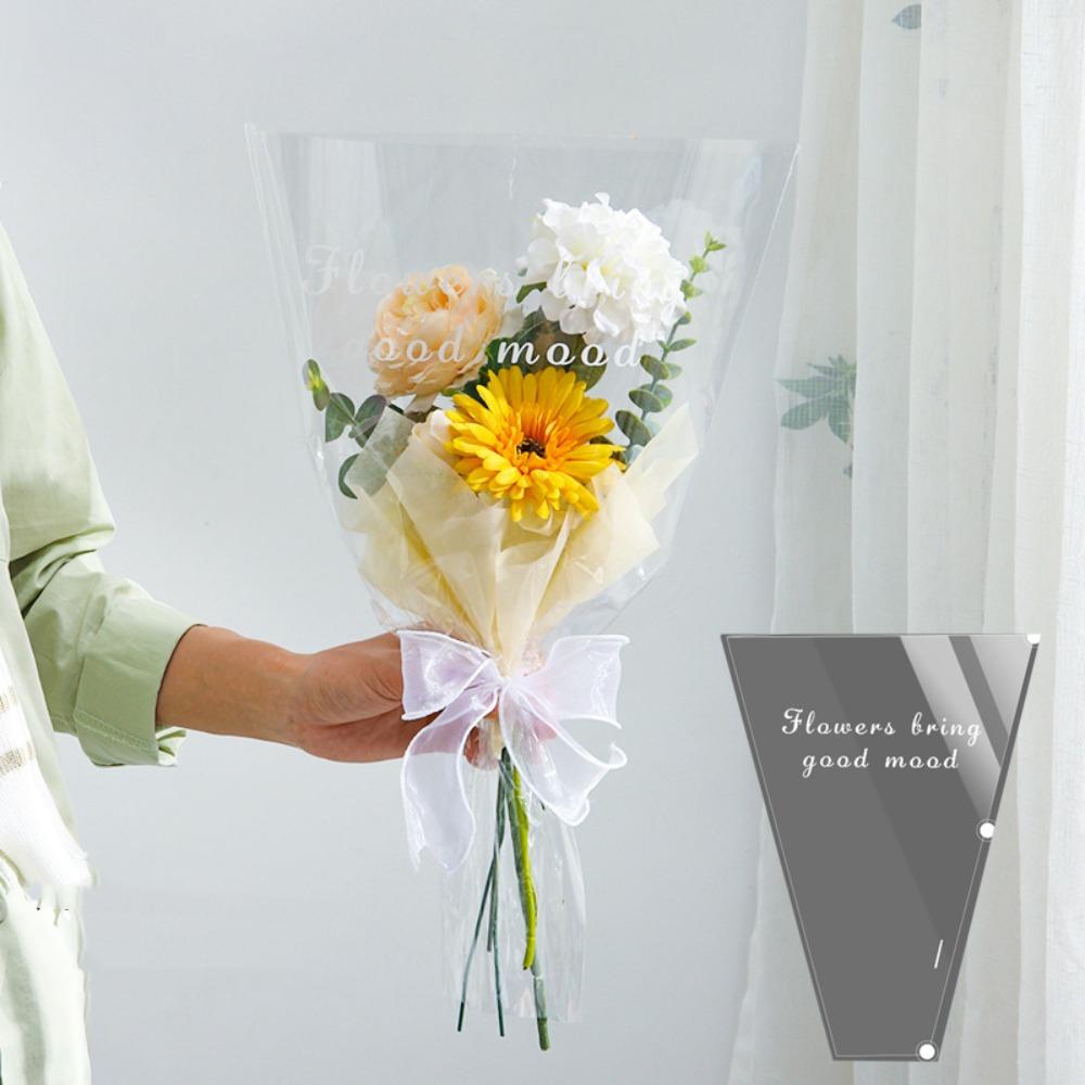 50Pcs Transparent Flower Wrapping Bag Waterproof Floral Wrappers  Wedding Party Decoration