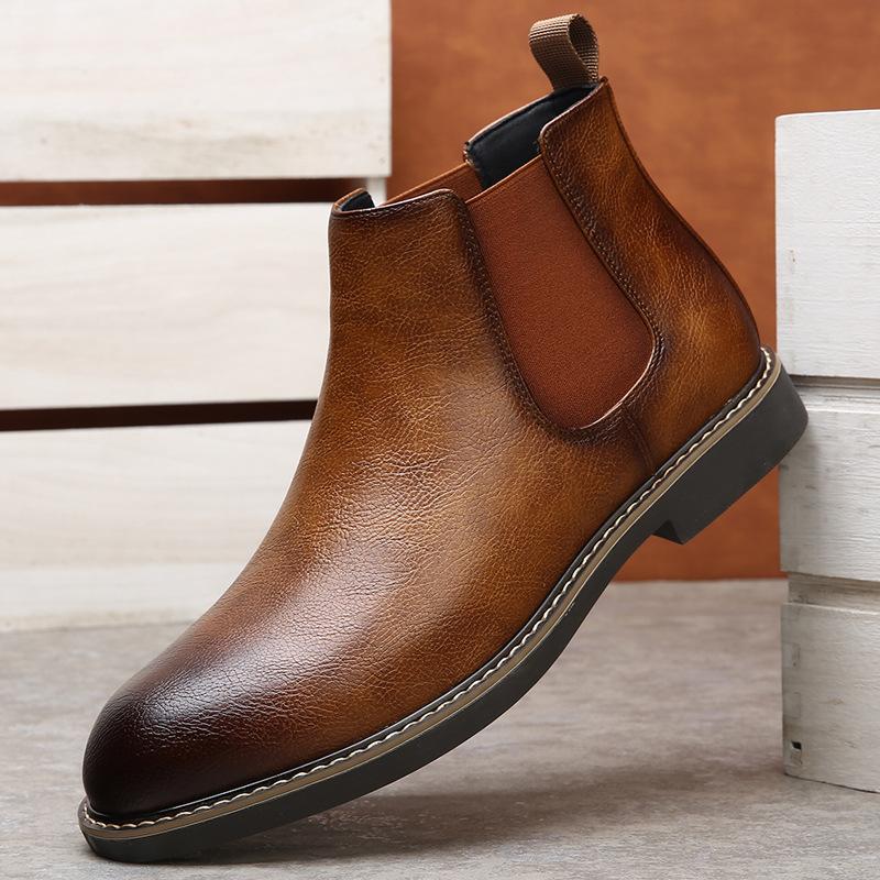 Large Size Chelsea Boots Men's 2025 Fall/Winter Coloring Fashion Vintage British Martin Boots Fleece Boots