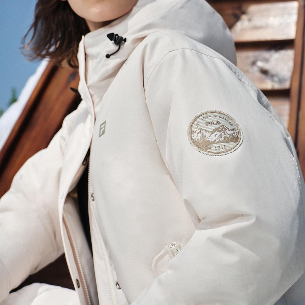 Fila Fleece Loose Hooded Warm Long Sleeve Down Jacket Women Outerwear A51W541902F-IV