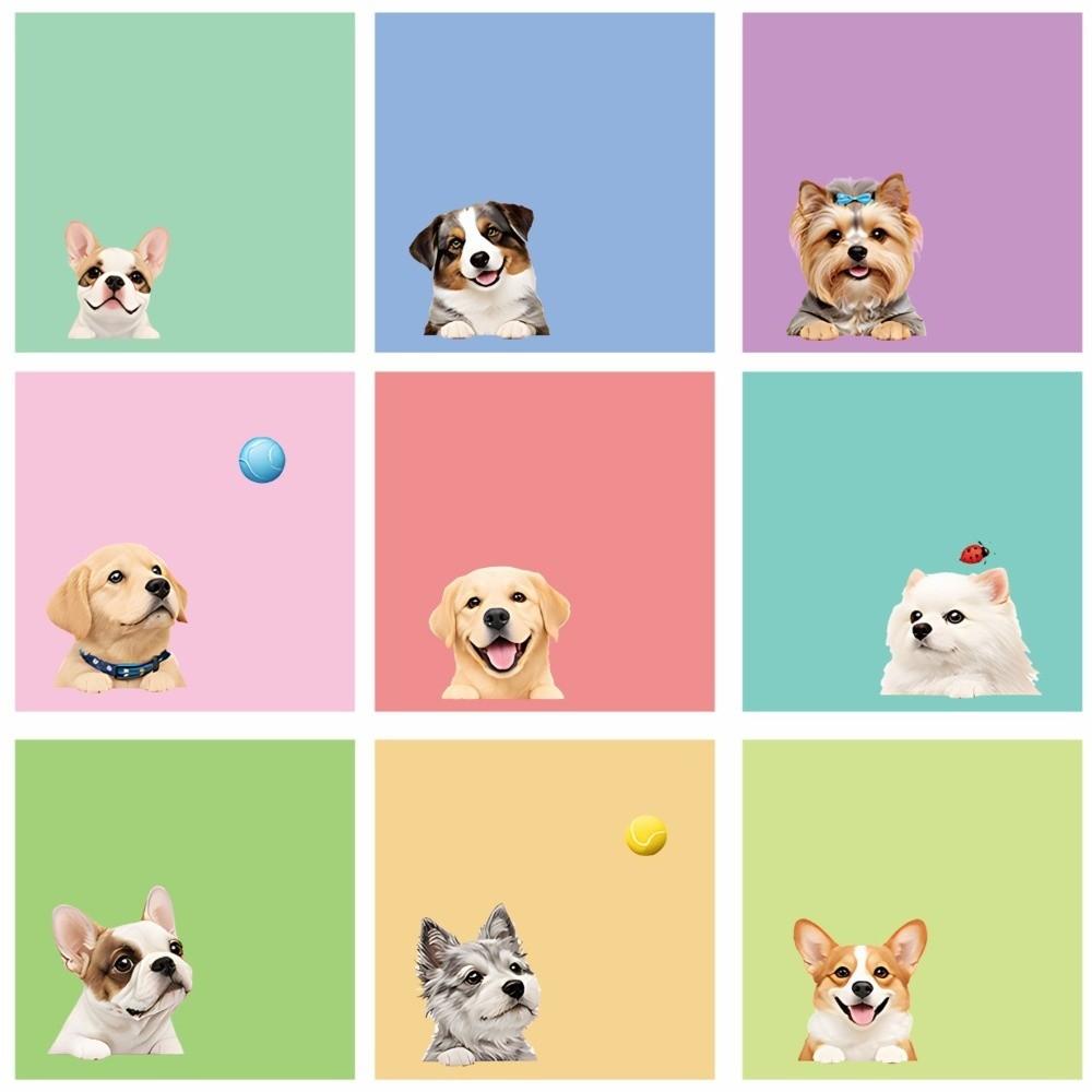 9pcs Set Macaron Style Animal Memo Pads Sticky Backing Small Notepads Office Use
