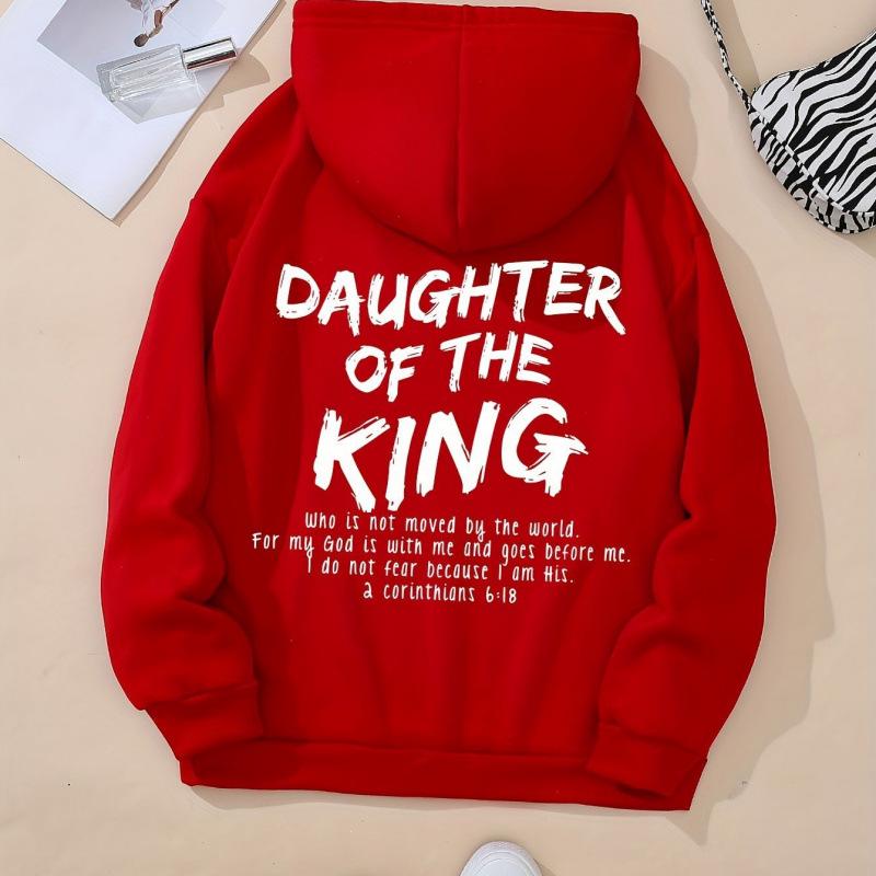 European-Size Letter Print Long Sleeve Hoodie with Pocket