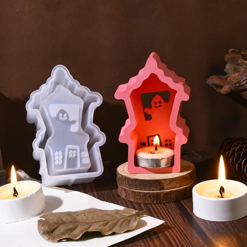 Food Safe Heat Resistant Silicone Craft Mould Create Hollow House Candle Holders Halloween Decoration