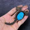 Natural Tibetan Turquoise Handmade Copper Wirewrap Dragon Pendant 4.53" S0Y20