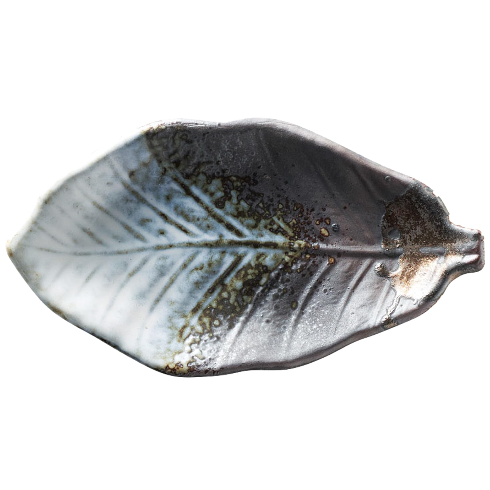 

Banko ware Japanese tableware Hoba long small plate White gold color 18852