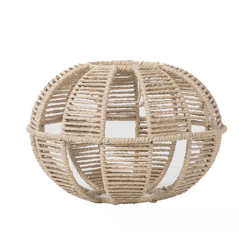 Hand Knitting Imitation Rattan Replacement Shade for Pendant Light Vintage Bulb Guard Ceiling Oval Plastic Shade DIY