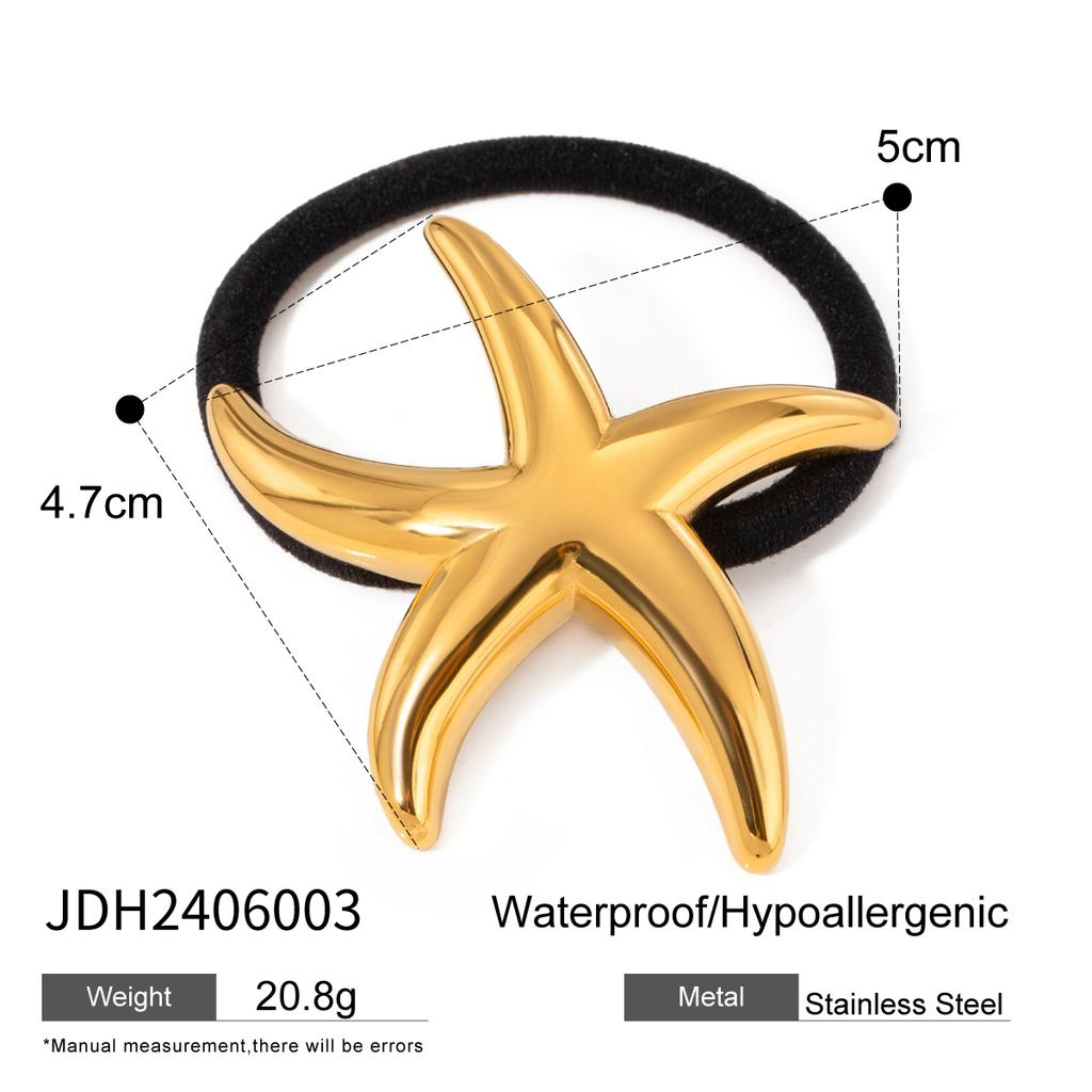 Youthway Starfish Stainless Steel Ponytail Arch Pony Cuff Waterproof Hair Bands Headband Trendy Jewelry Women