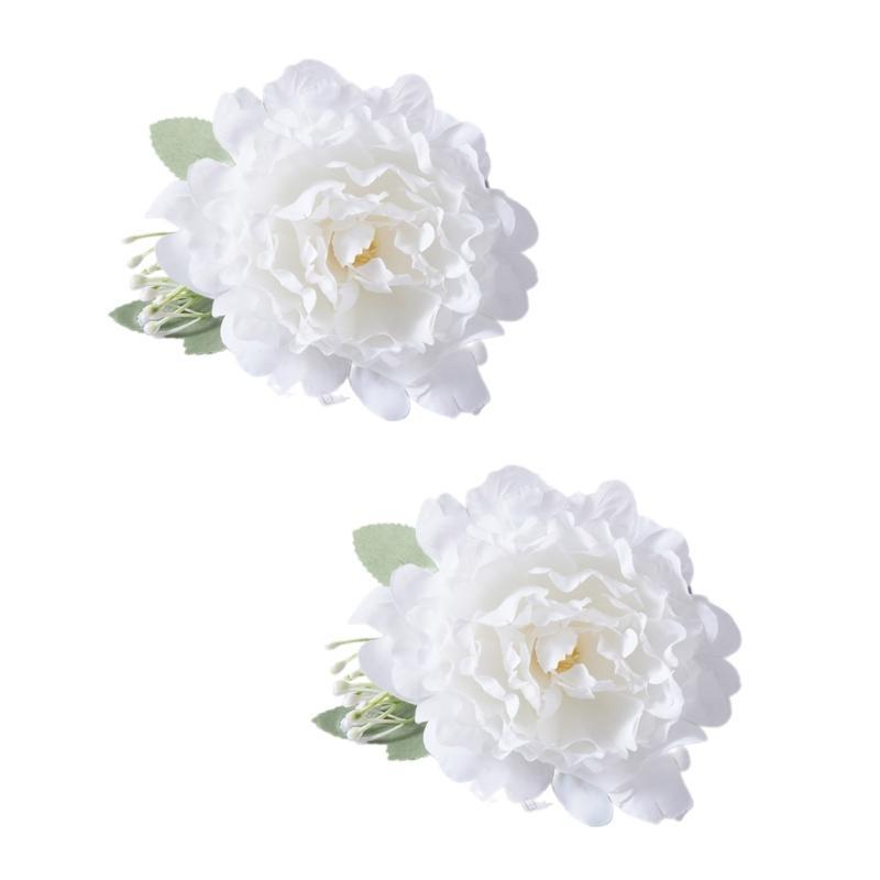 Set of 2Pcs Artificial Peony Flower Curtain Tiebacks Clip Flower Curtain Holder Clamp Decorative Window Drapes Tiebacks