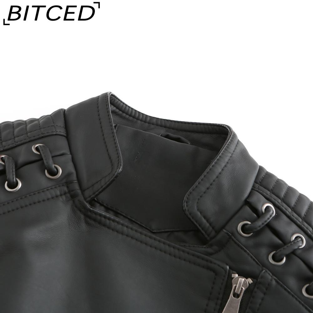 BITCED Spring/Autumn Women's Leather Jacket - Short Fit, Slim-Cut, Lightweight Leather Coat, Biker Style