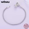 WOSTU 925 Sterling Silver Infinite Love Basic Charm Bracelet Pave Setting CZ for Women Beads and Pendant Charms DIY Jewelry