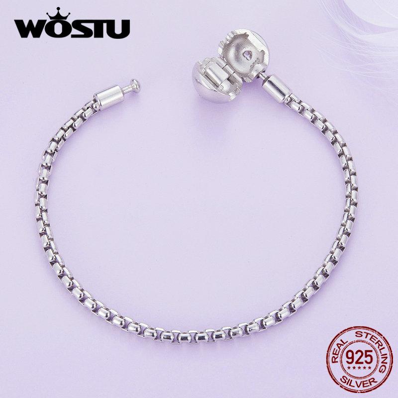 WOSTU 925 Sterling Silver Infinite Love Basic Charm Bracelet Pave Setting CZ for Women Beads and Pendant Charms DIY Jewelry