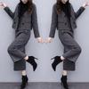 Seturi de Pantaloni Două Piese Femei Cardigan de Lână Blazer Gros cu Nasturi Pantaloni cu Picior Larg Buzunare Costume Casual Solide Îmbrăcăminte Exterioară Iarnă