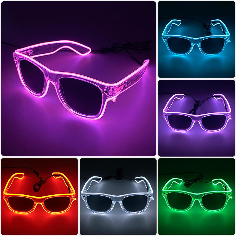 LED Sunglasses Masquerade Concert Club Rave Accessories Glowing Cyberpunk Men Women LED Pink Glasses Party Eyewear