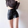 Women's High Waist Faux Leather Shorts Slim Fit Solid Color Casual Booty Shorts Summer Shorts
