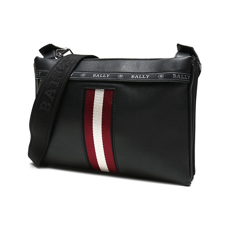 Bally Harvey Red And White Striped Vintage Versatile Zipper Commuter Casual Leather Crossbody Shoulder Bag Men Bags Black 6240272