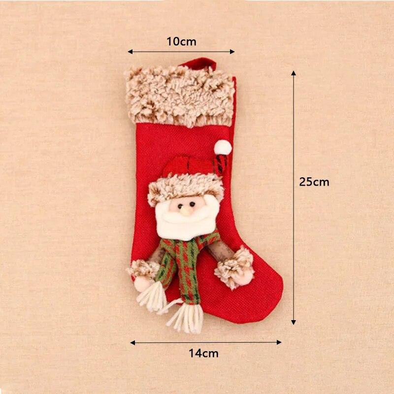 Christmas Socking Elk Bear Snowman Plush Candy Gift Bag Fireplace Xmas Tree Hanging Ornaments for New Year Party Home Decor Gift
