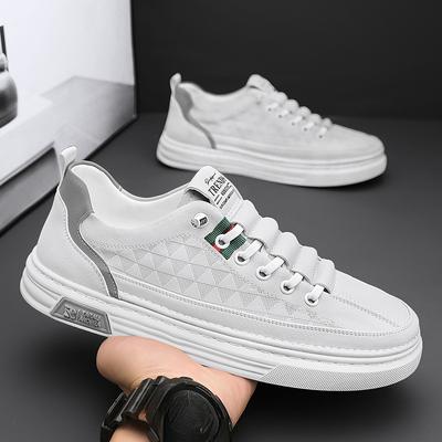 Men's Summer Breathable Sports Shoes Small White Plate Shoes Casual White Leather Shoes Comfortable Fashion Hundred Match Shoes